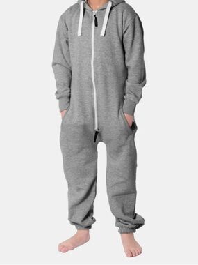 NWT Kids Charcoal Cozy Fleece Hooded Onesie – Unisex